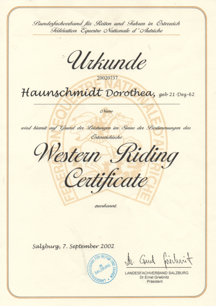 Western Riding Certificate